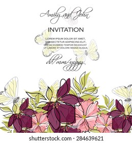 Invitation card with floral elements