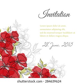 Invitation card with floral elements