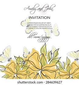 Invitation card with floral elements