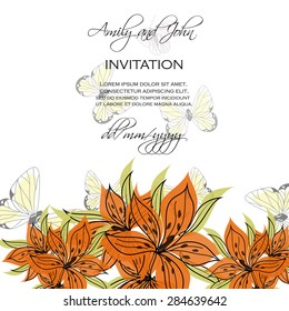 Invitation card with floral elements