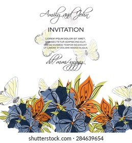 Invitation card with floral elements