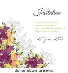 Invitation card with floral elements