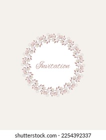 Invitation card with floral frame and text