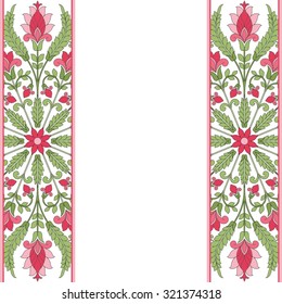 Invitation card with floral ornament. Background with  floral Indian ornament.