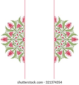 Invitation card with floral ornament. Background with  floral Indian ornament.