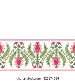 Invitation card with floral ornament. Background with  floral Indian ornament.