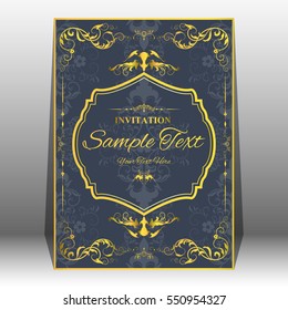 Invitation card with floral pattern on  background , flyer pages  illustration concept. Contemporary vintage art, frame,motifs, elements. Vector decorative retro greeting card or invitation design.