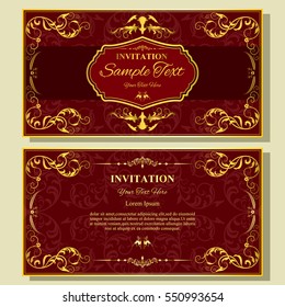 Invitation card with floral pattern on  background , flyer pages  illustration concept. Contemporary vintage art, frame,motifs, elements. Vector decorative retro greeting card or invitation design.