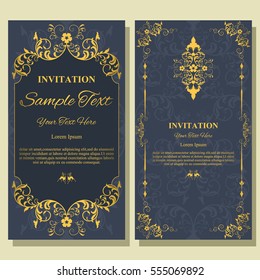  Invitation card with floral pattern on background , flyer illustration concept. Contemporary vintage art, frame,motifs, elements. Vector decorative retro greeting card or invitation design.