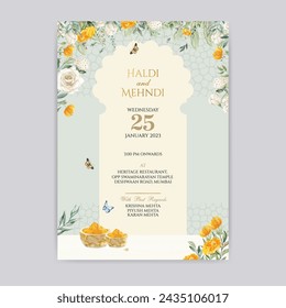 Invitation Card with Floral Poster and Decorative Background Template. Illustrator and designer. Wedding Invites, save the date, Birthday Invites, Video Invites, E-Cards.