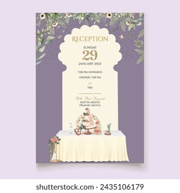 Invitation Card with Floral Poster and Decorative Background. Illustrator and designer. Wedding Invites, save the date, Birthday Invites, Video Invites, E-Cards.