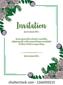 Invitation card with floral style vector illustration