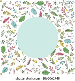 Invitation card with floral vector elements. Summer card with color-full flowers and leaves. Illustration with flowers collection on white background. Vector illustration