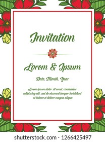 Invitation card with flower design hand draw vector art