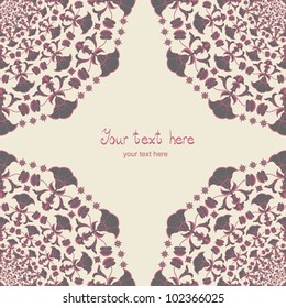 Invitation card. Flower. Template frame design for card. Can be used for packaging, invitations, wedding day decoration, bag template, print for packet, plate.