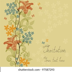 Invitation card with flowers
