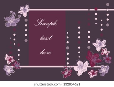 Invitation or card with flowers and dots