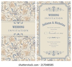 Invitation Card with Flowers in a folk style 