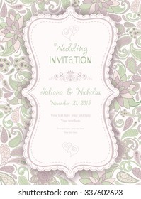 Invitation Card with Flowers in a folk style
