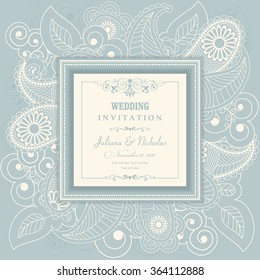 Invitation Card with Flowers in a folk style