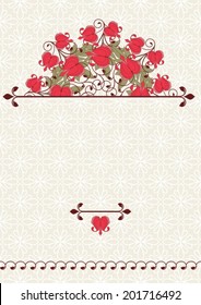 Invitation card with flowers. Vintage pattern.