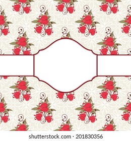 Invitation card with flowers. Vintage pattern.