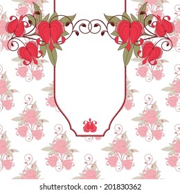 Invitation card with flowers. Vintage pattern.