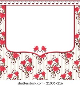 Invitation card with flowers. Vintage pattern.
