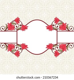 Invitation card with flowers. Vintage pattern.
