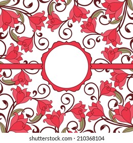 Invitation card with flowers. Vintage pattern.