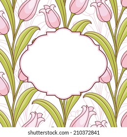 Invitation card with flowers. Vintage pattern.