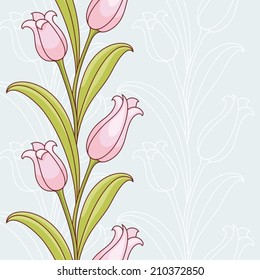 Invitation card with flowers. Vintage pattern.