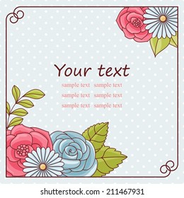 Invitation card with flowers. Vintage pattern.