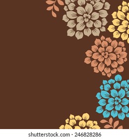 Invitation card with flowers. Vintage pattern.