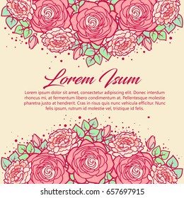 Invitation card with flowers.For wedding, birthday, Valentine's day.