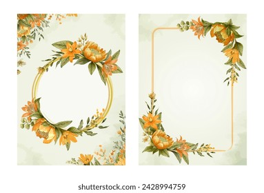 Invitation card with frame flowers watercolor, can be used as invitation card for wedding, birthday and other holiday and summer background