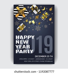 Invitation card for a friendly dinner on New Year's Eve. Invitation flyer for a Christmas party in a restaurant.