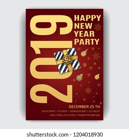 Invitation card for a friendly dinner on New Year's Eve. Invitation flyer for a Christmas party in a restaurant.