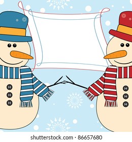 Invitation card with funny snowman