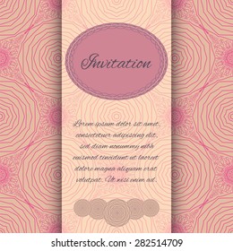 Invitation card with geometric floral pattern. Vector illustration