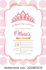 invitation card for the girl's first birthday party. Template for baby shower invitation. one year