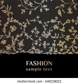 Invitation card with gold lace pattern