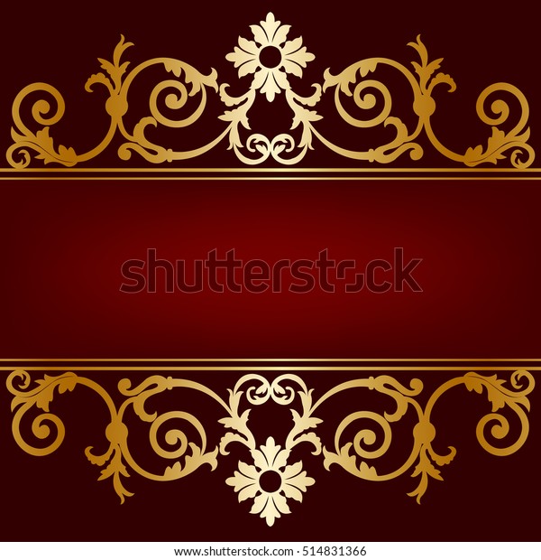 Invitation Card Gold Ornament On Maroon Stock Vector (Royalty Free ...