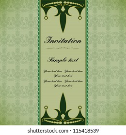 Invitation card with a green background