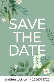 Tarjeta de invitación con un tema verde