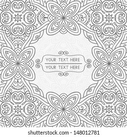 Invitation card (greeting card) with floral ornament background. Vector Illustration 