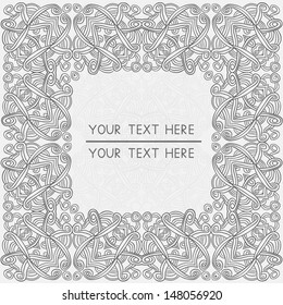 Invitation card (greeting card) with floral ornament background. Vector Illustration 