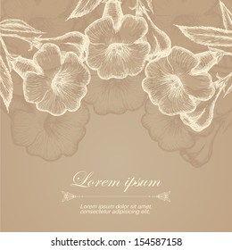 invitation card, greeting with Yellow Bells tree flowers