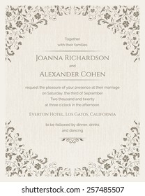 Invitation card with grunge texture. Wedding invitation