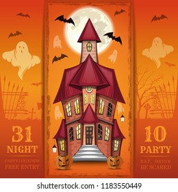 Invitation card for a Halloween night party. Eat, drink, be scared. Vector illustration